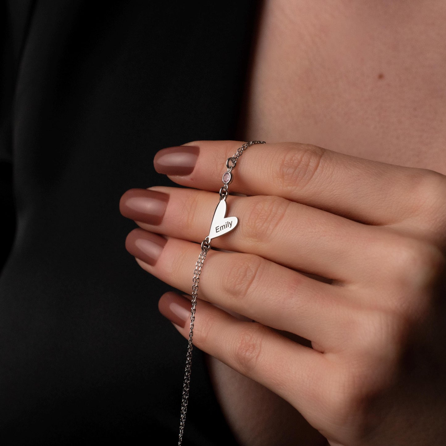 Heartfelt Perfection: Personalized Birthstone Bracelet, Custom Name Engraved, Sterling Silver or 18K Gold