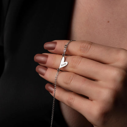 Heartfelt Perfection: Personalized Birthstone Bracelet, Custom Name Engraved, Sterling Silver or 18K Gold