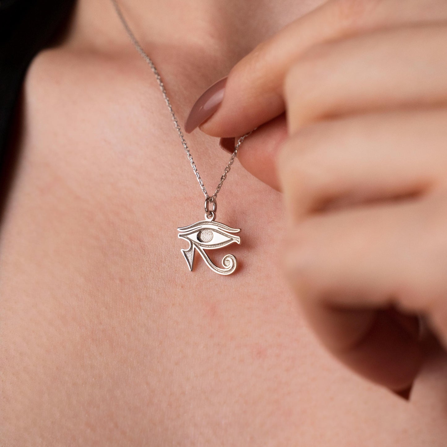 Spiritual Amulet: Eye of Horus Sterling Silver Necklace, Egyptian Symbol of Power