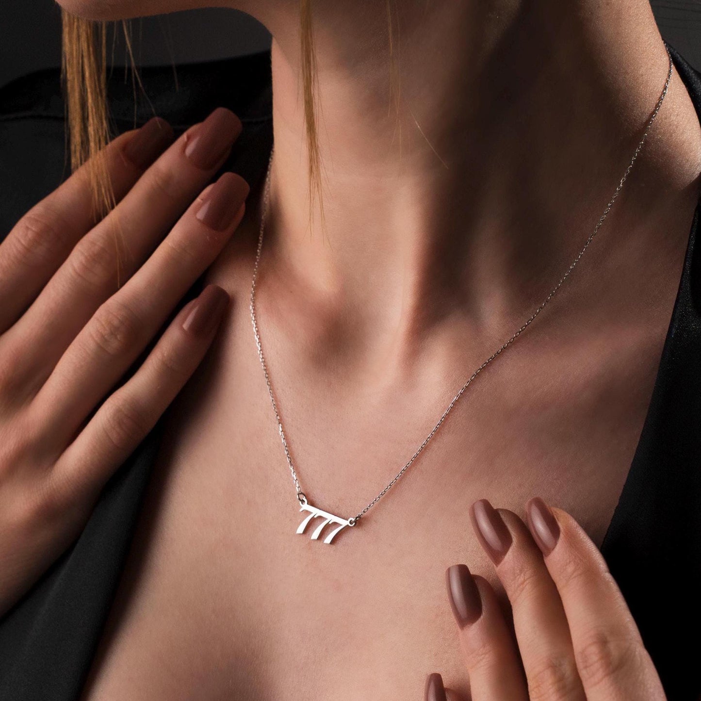 Custom Spiritual Gift with 777 Angel Number - Lucky Sterling Silver Necklace