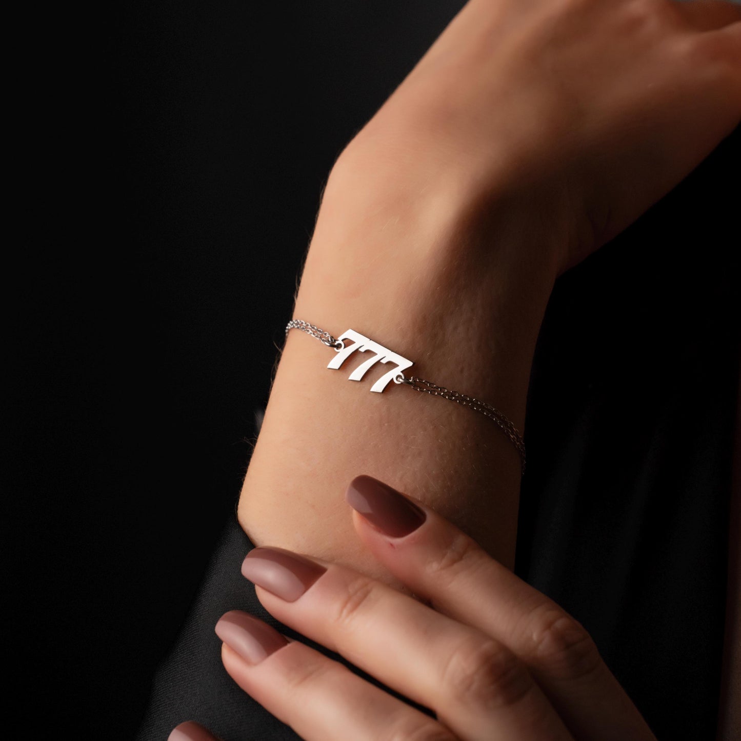 Divine Protection Bracelet with Angel Number 777, Manifest Luck and Abundance