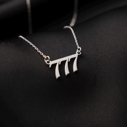 Custom Spiritual Gift with 777 Angel Number - Lucky Sterling Silver Necklace