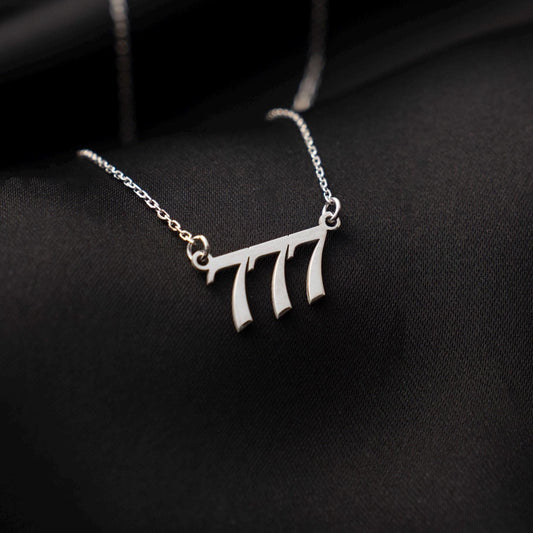 Custom Spiritual Gift with 777 Angel Number - Lucky Sterling Silver Necklace