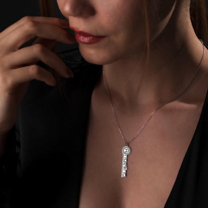 Chic Personalized Name Necklace with At Symbol Pendant - Custom Sterling Silver Jewelry for Her