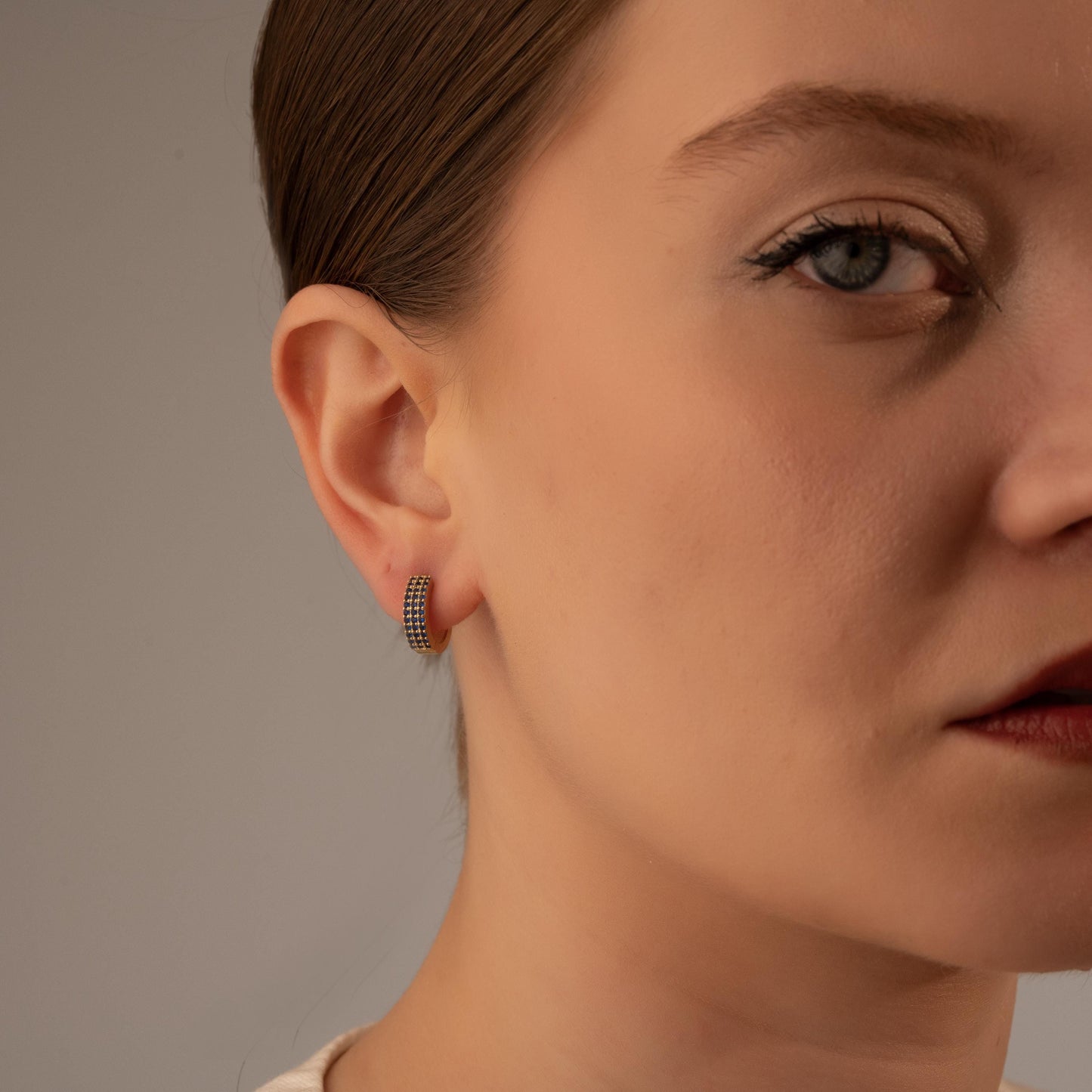 Edgy Chic Huggie Earrings - Crystal Black Hoops for Stylish Women