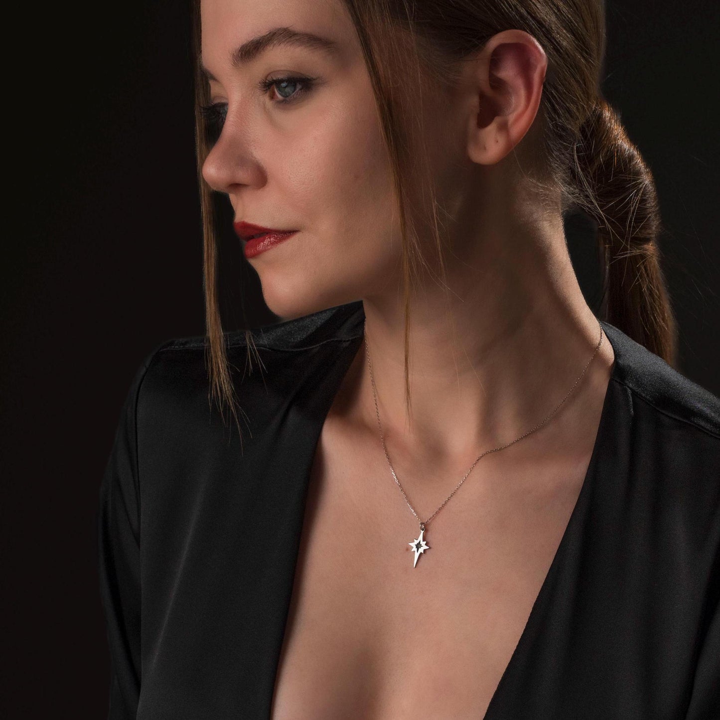 Guiding Light Necklace - Sterling Silver North Star Pendant, Minimalist Celestial Jewelry