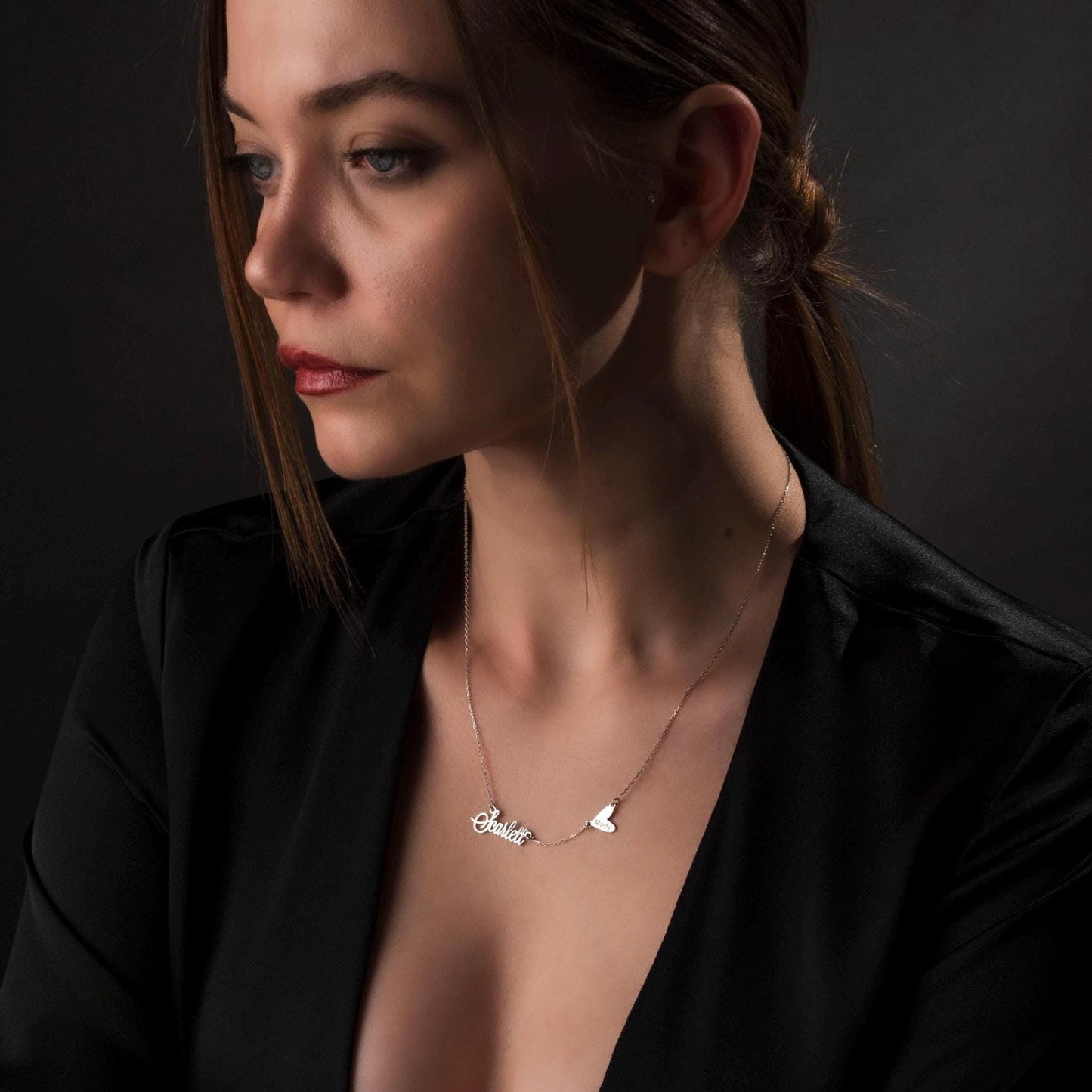 Name in the Heart: Custom 925 Silver Necklace, Engraved Name Pendant, Personalized Gift for Her