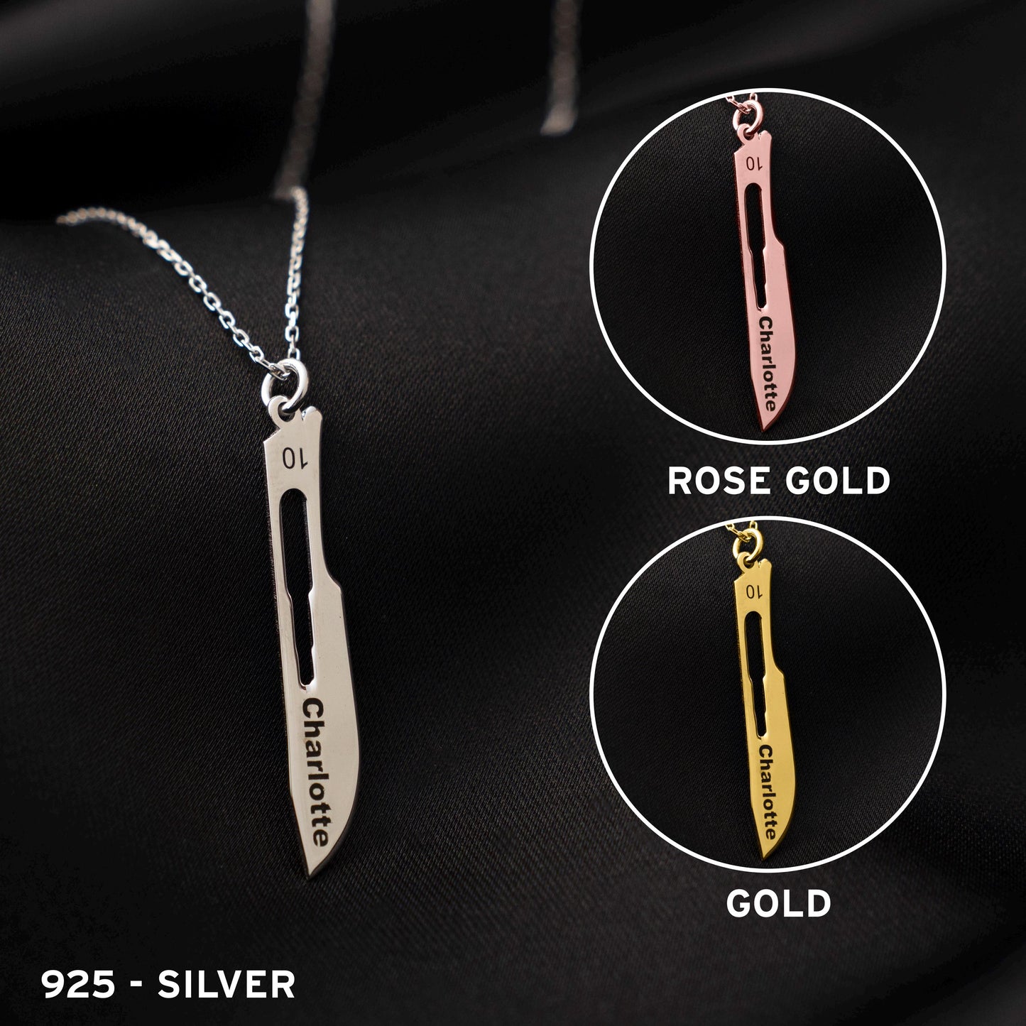 Custom Knife Necklace – Sterling Silver Pendant, Personalized Blade Jewelry, Unique Gift for Her or Him