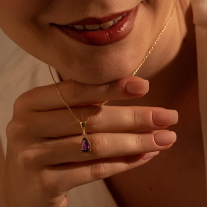 Amethyst Teardrop Necklace - Stunning Gemstone Gift for Her