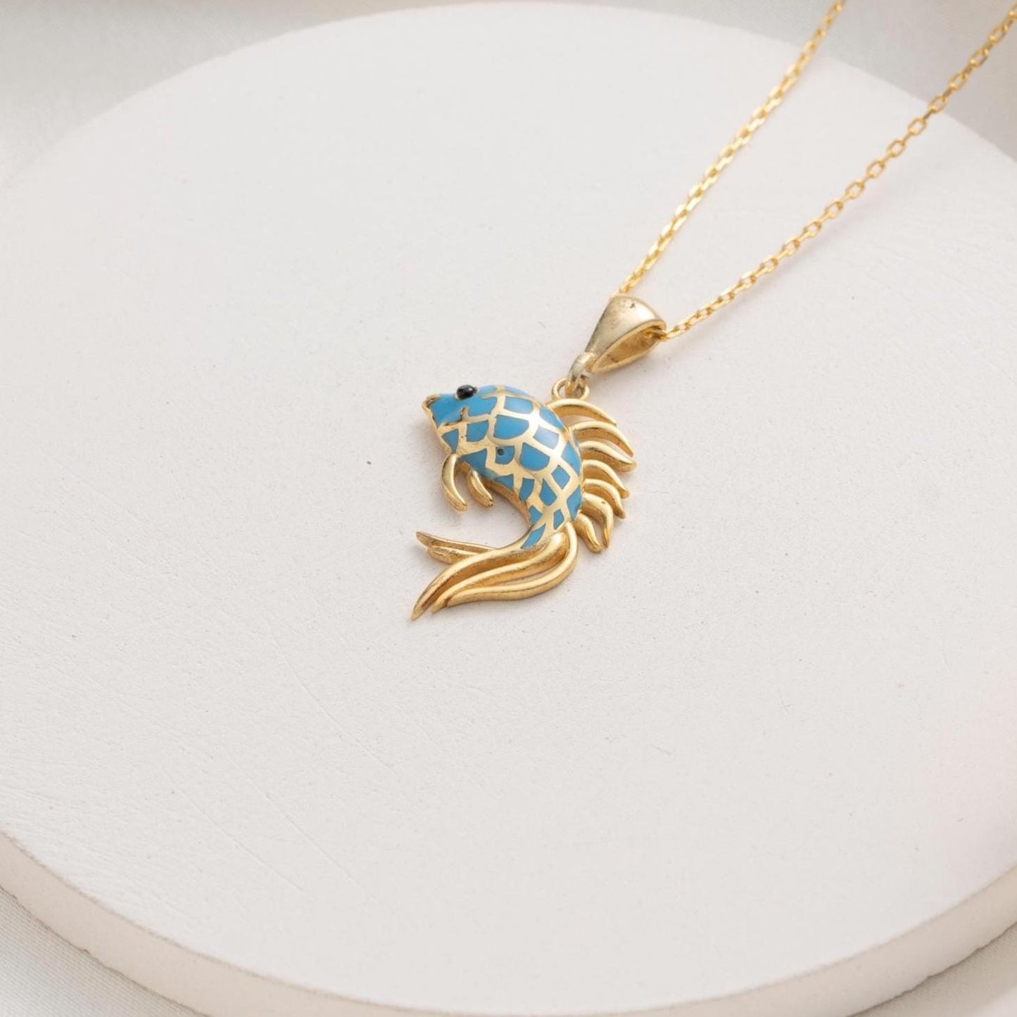 Enamel Fish Necklace – Handmade Betta Pendant, Ocean Lover Jewelry Gift