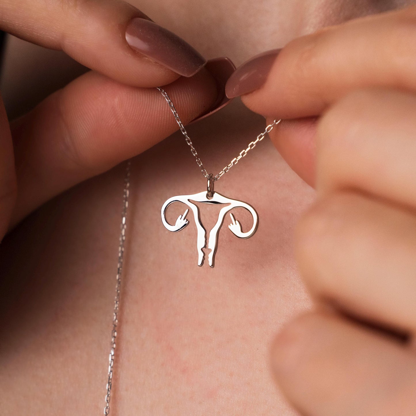Sterling Silver Uterus Necklace – Feminist Jewelry, Body Autonomy Gift, Reproductive Rights Pendant