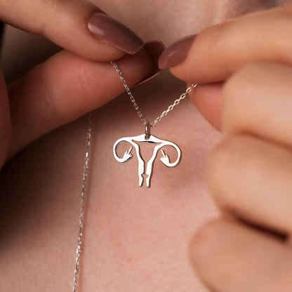 Sterling Silver Uterus Necklace – Feminist Jewelry, Body Autonomy Gift, Reproductive Rights Pendant