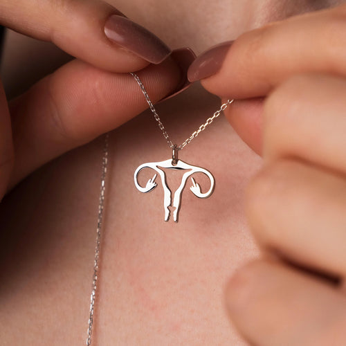 Sterling Silver Uterus Necklace – Feminist Jewelry, Body Autonomy Gift, Reproductive Rights Pendant