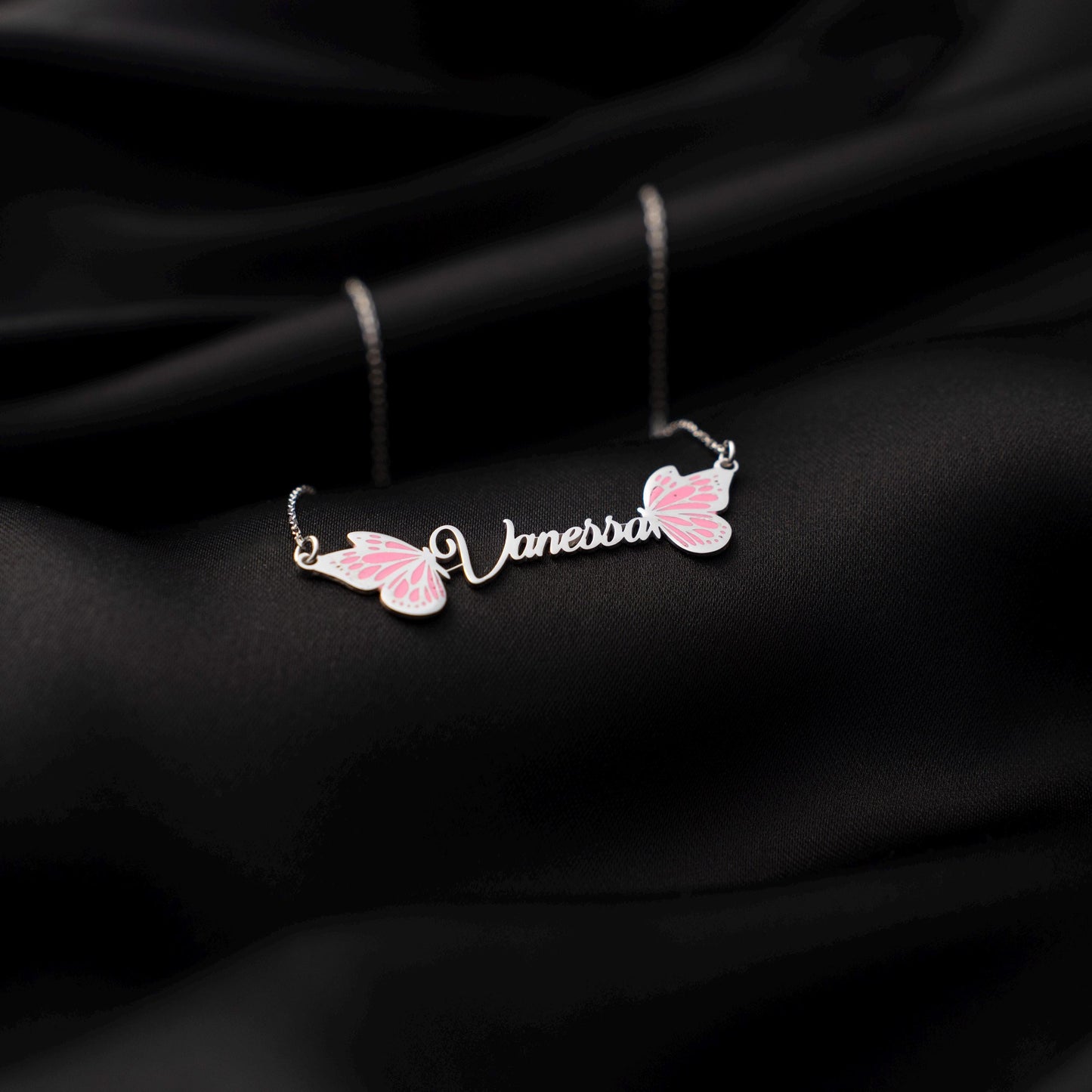 Whimsical Butterfly Name Necklace - Personalized 925 Silver Pendant for Her