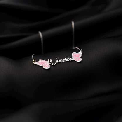 Whimsical Butterfly Name Necklace - Personalized 925 Silver Pendant for Her