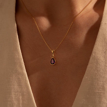 Amethyst Teardrop Necklace - Stunning Gemstone Gift for Her