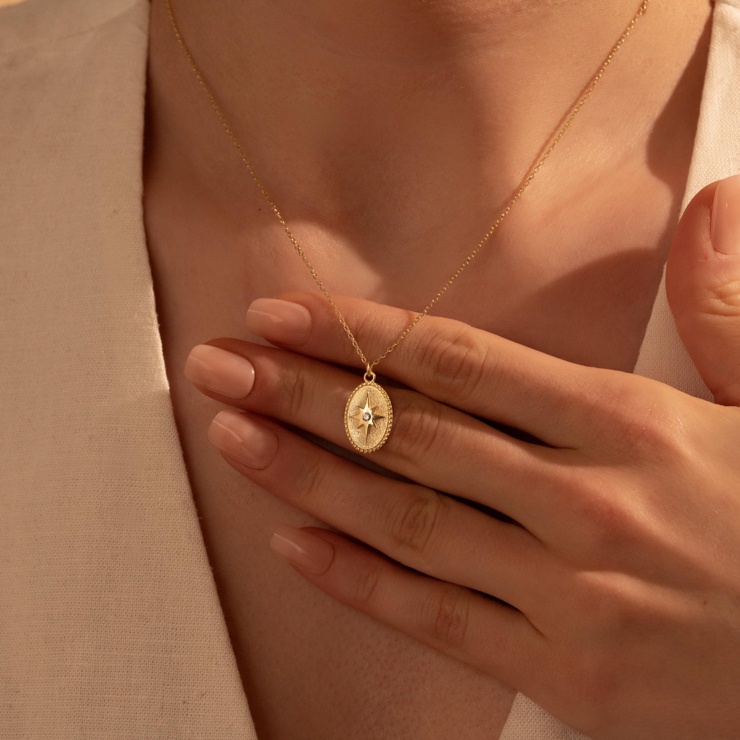 Vintage Star Pendant Necklace - Custom North Star Gift for Her, 18K Gold Plated