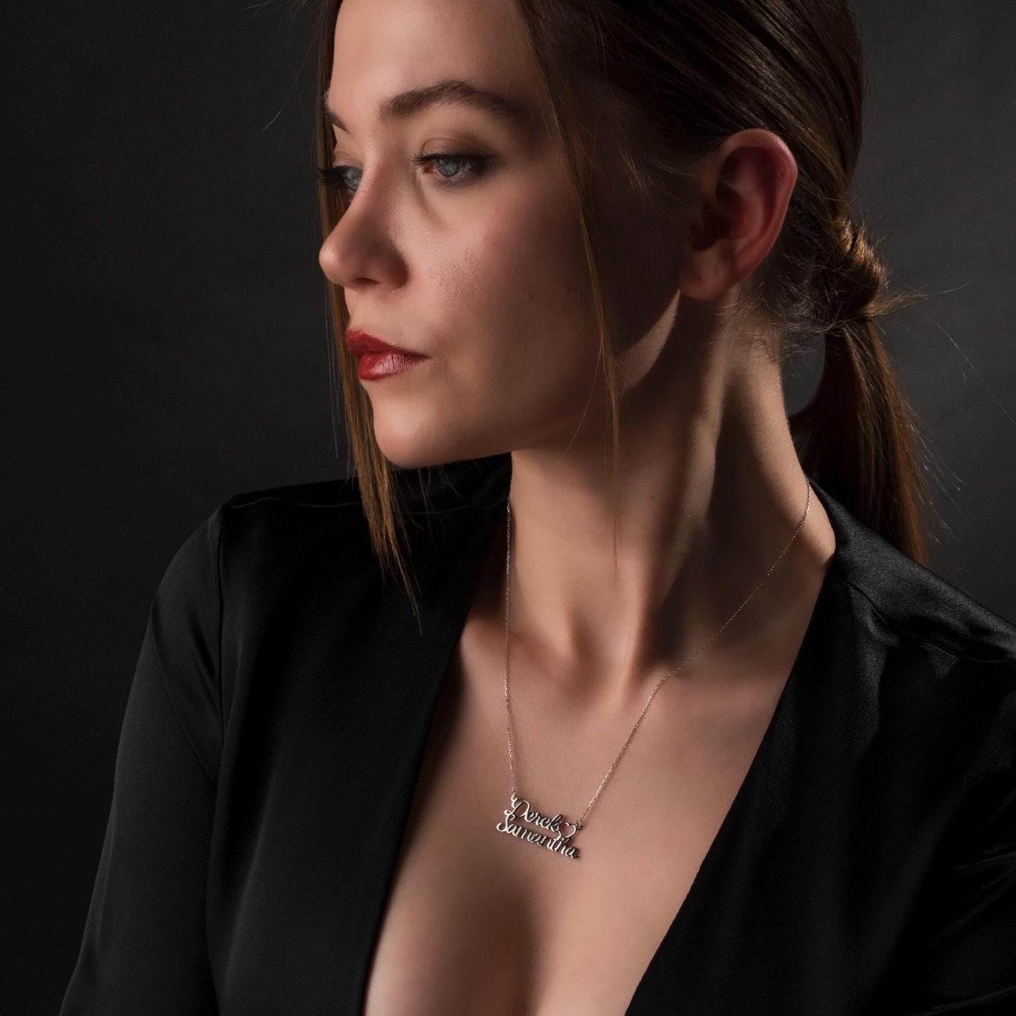 Unique Customized Couple Name Pendant - Handcrafted Sterling Silver Jewelry