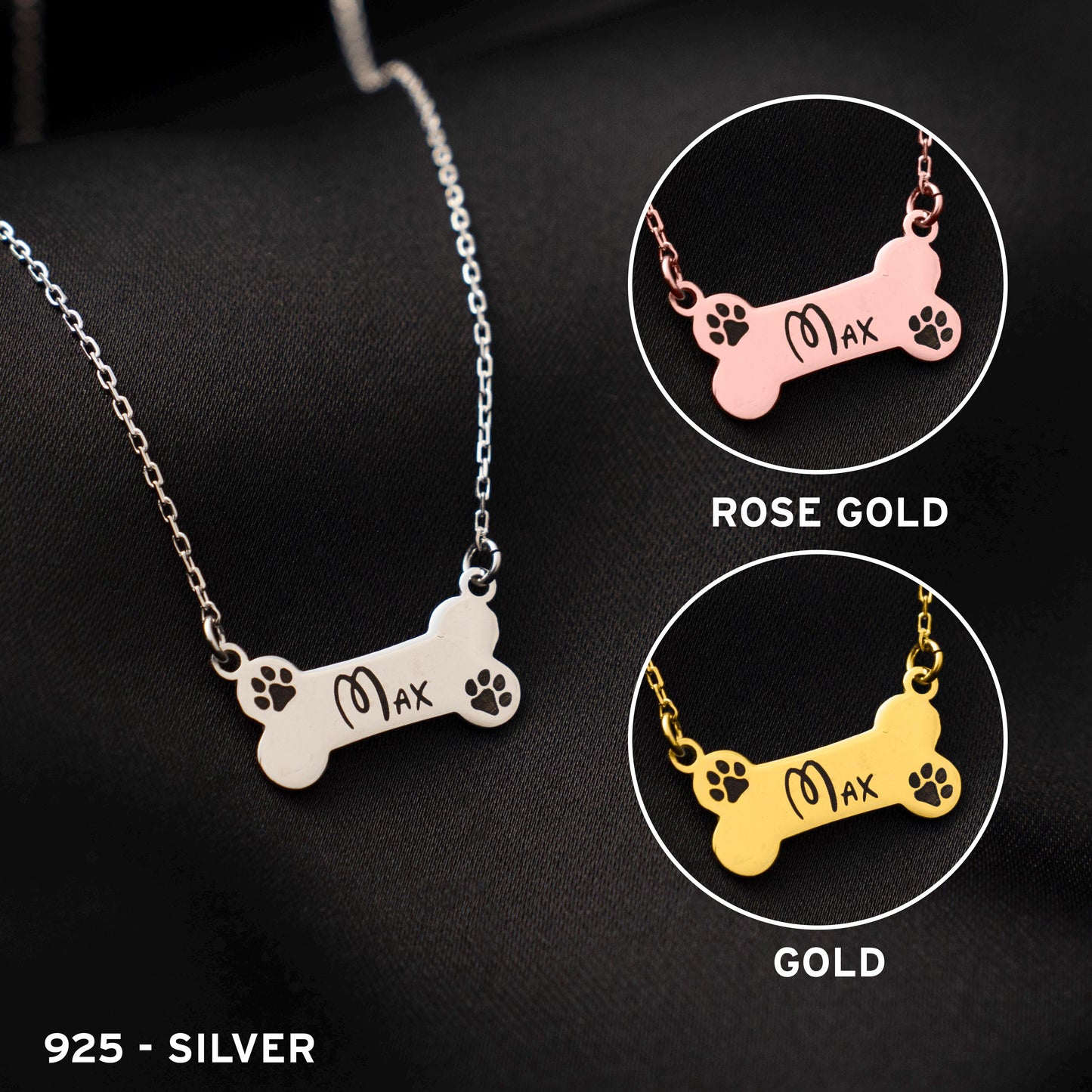 Adorable Pet Name Necklace in Sterling Silver - Perfect Gift for Dog Lovers!
