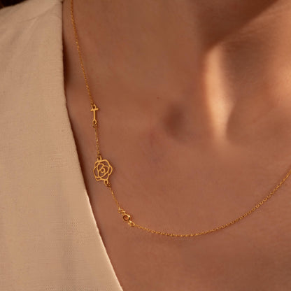 Personalized Birthstone Necklace with Initial & Flower – Custom Gift for Her, Meaningful Jewelry