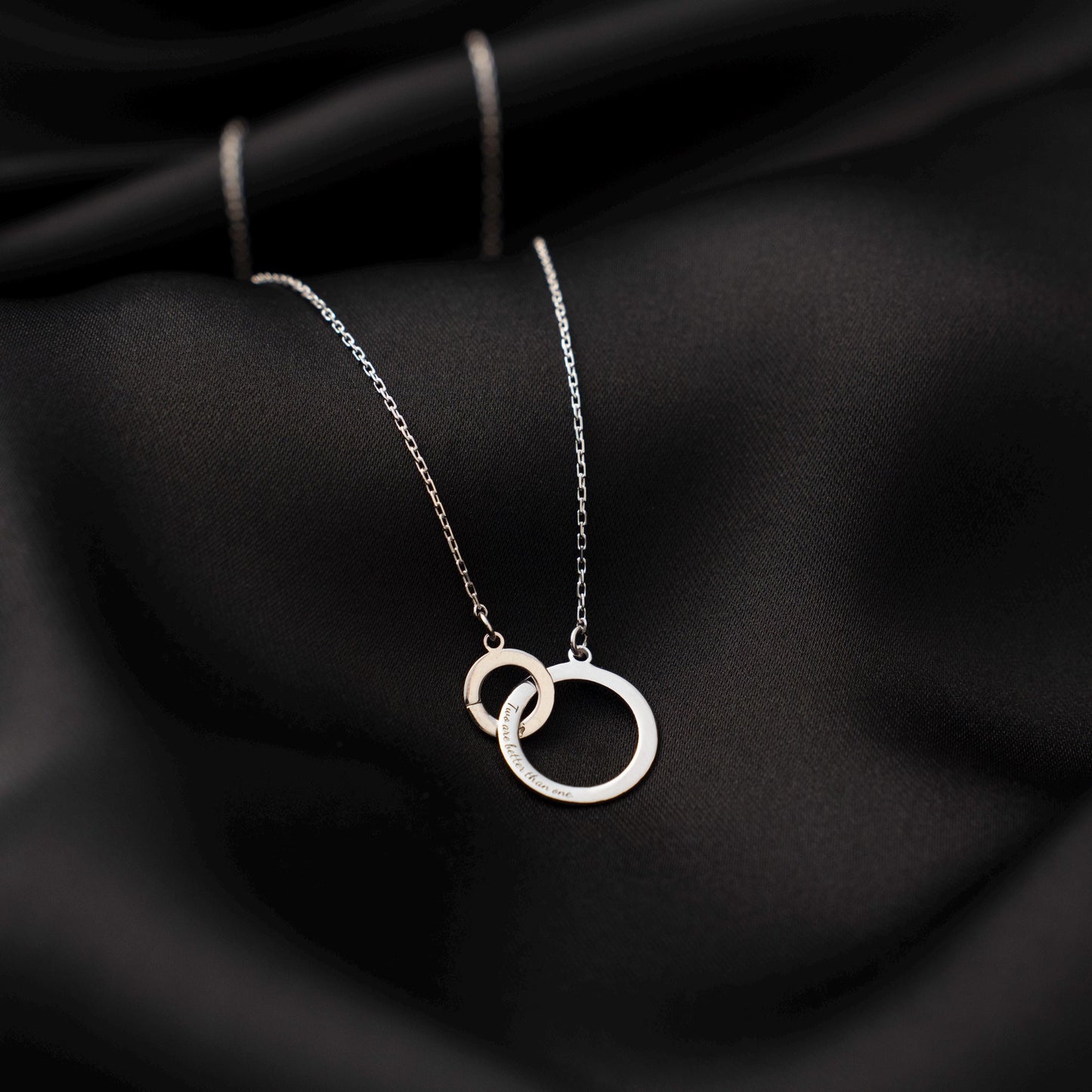 Interlocking Circles Necklace, Personalized Engraved Jewelry, Sterling Silver Pendant, Meaningful Gift for Her