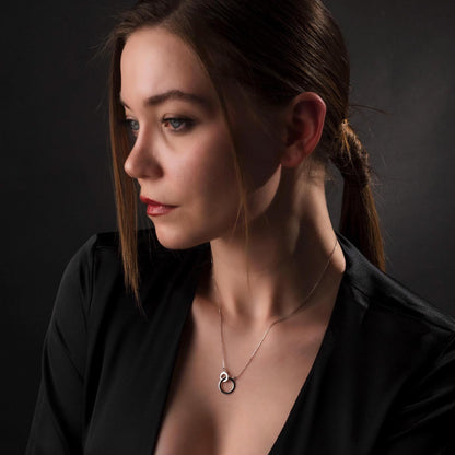 Interlocking Circles Necklace, Personalized Engraved Jewelry, Sterling Silver Pendant, Meaningful Gift for Her