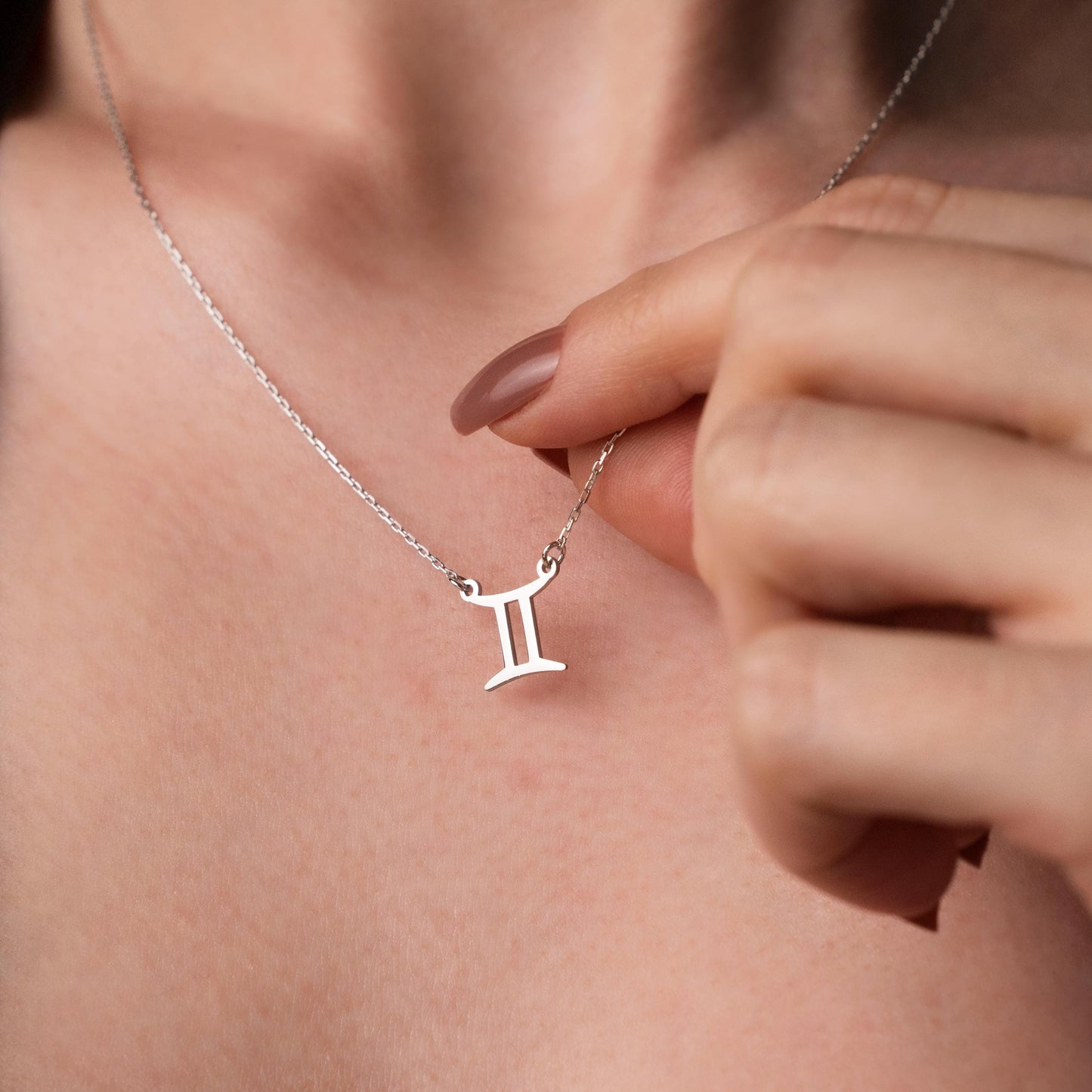 Celestial Twin: Gemini Zodiac Necklace in Sterling Silver - Custom Horoscope Jewelry