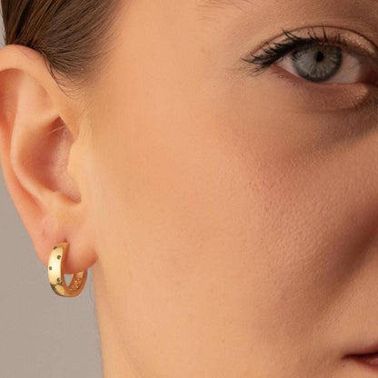 Huggie Earrings – Green Stone Hoop – Minimalist Gift for Her or Him