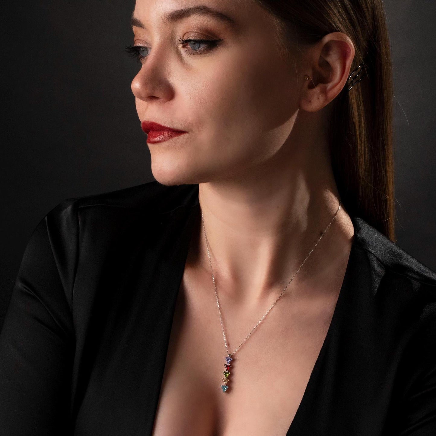 Custom Birthstone Necklace - Family Gemstone Pendant, Personalized Gift, Elegant Jewelry