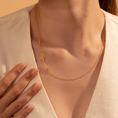 Personalized Birthstone Necklace with Initial & Flower – Custom Gift for Her, Meaningful Jewelry