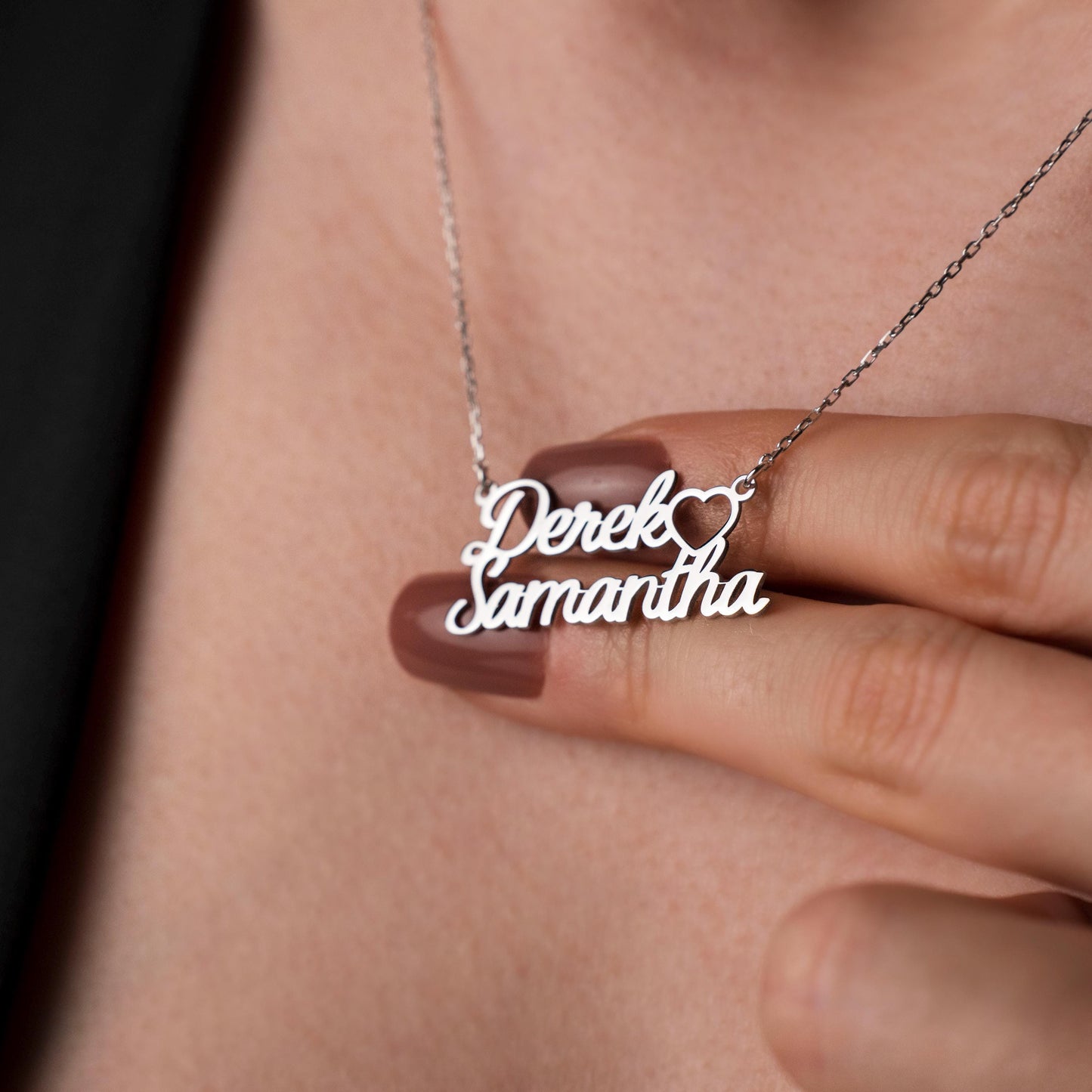 Unique Customized Couple Name Pendant - Handcrafted Sterling Silver Jewelry