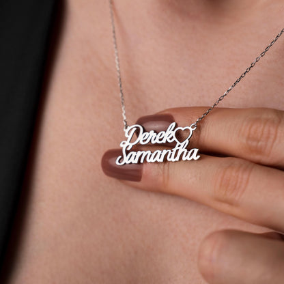 Unique Customized Couple Name Pendant - Handcrafted Sterling Silver Jewelry