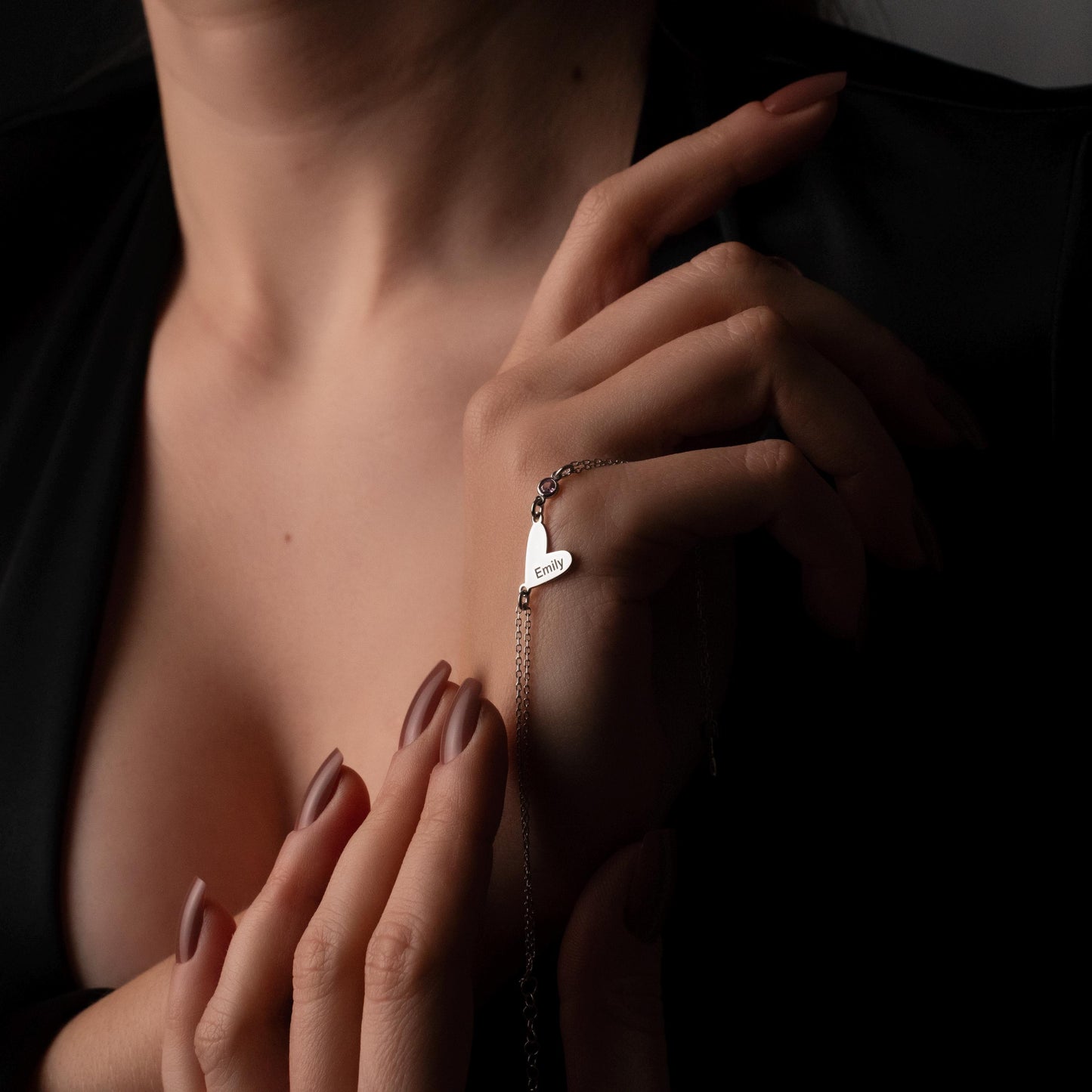 Heartfelt Perfection: Personalized Birthstone Bracelet, Custom Name Engraved, Sterling Silver or 18K Gold