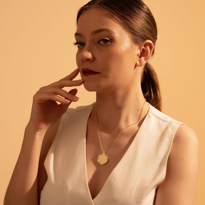 Gift of Sacred Geometry - Stunning Flower of Life Necklace in Gold
