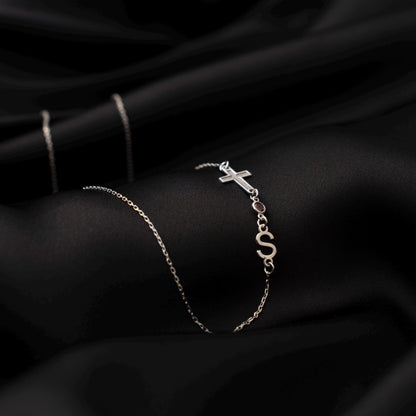 Heavenly Birthstone Blessings: Customized Cross Necklace for Her