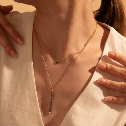 Elegant Black Crystal Layered Necklace - 18K Gold Plated Dainty Jewelry Gift for Her