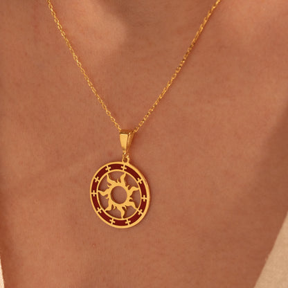 Sun Necklace - 925 Silver, 18K Gold Plated Sunshine Pendant, Minimalist Charm Jewelry