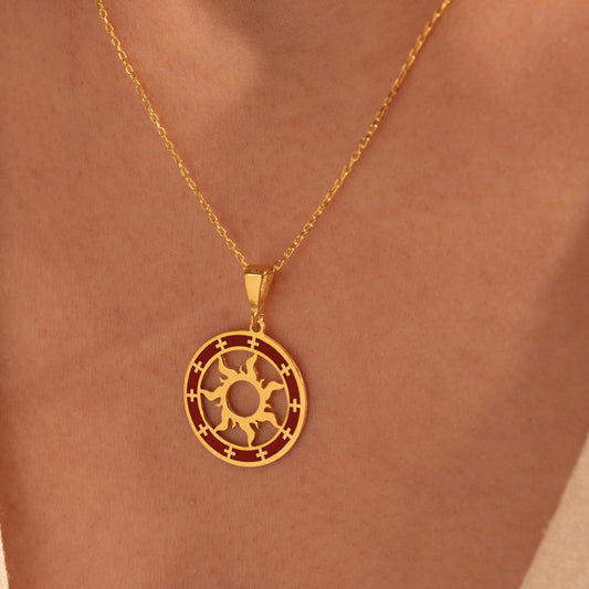 Sun Necklace - 925 Silver, 18K Gold Plated Sunshine Pendant, Minimalist Charm Jewelry