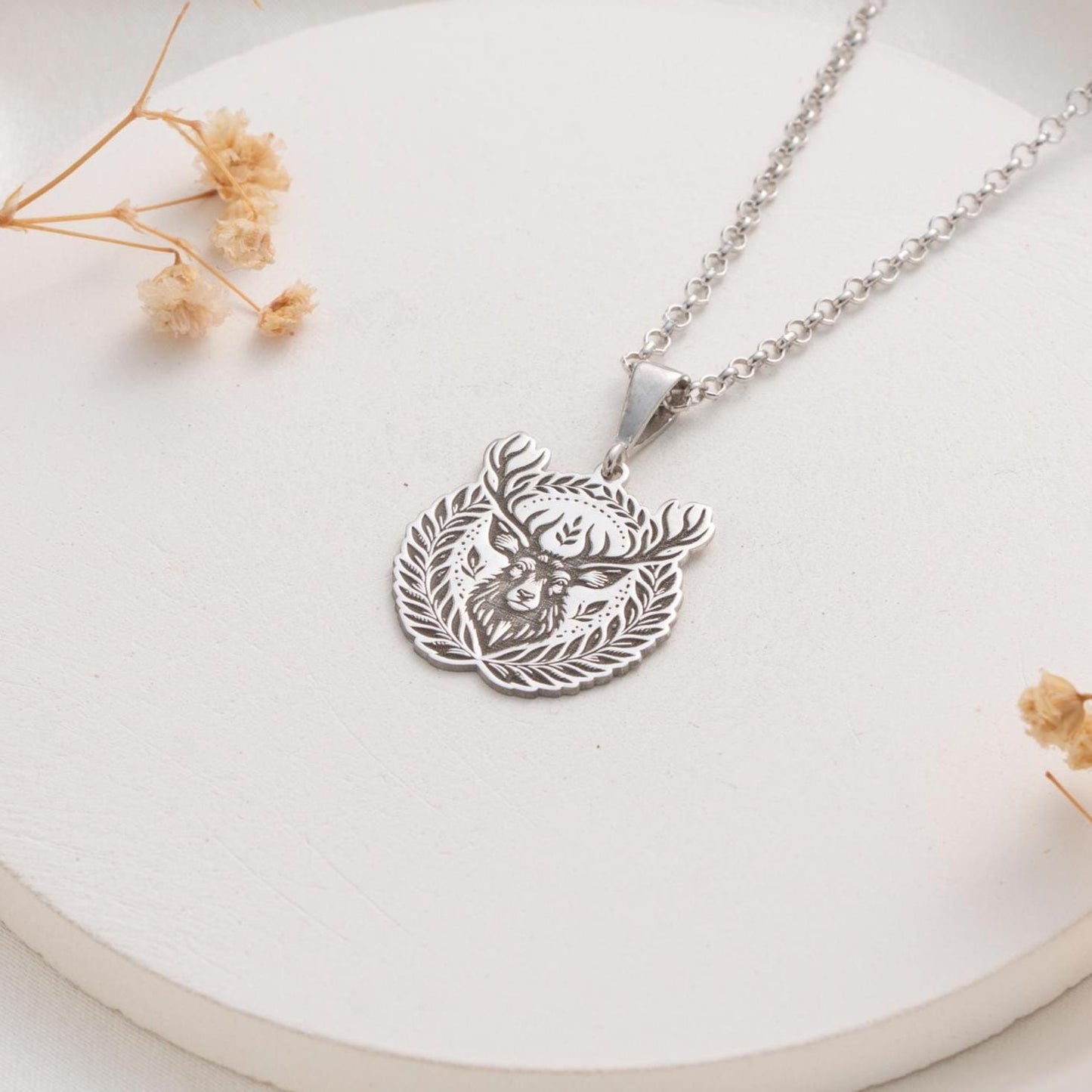 Deer Pendant Necklace – 925 Silver Forest Animal Jewelry Gift