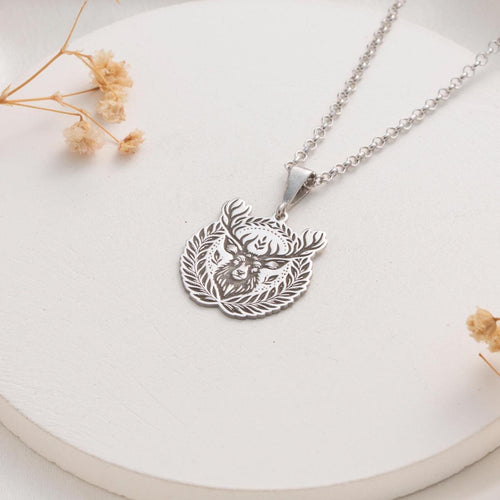 Deer Pendant Necklace – 925 Silver Forest Animal Jewelry Gift