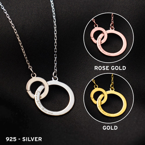 Interlocking Circles Necklace, Personalized Engraved Jewelry, Sterling Silver Pendant, Meaningful Gift for Her