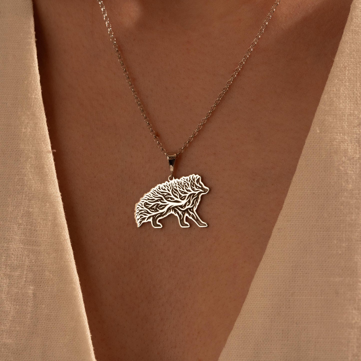 Silver Hedgehog Necklace – Nature Inspired Gift for Her