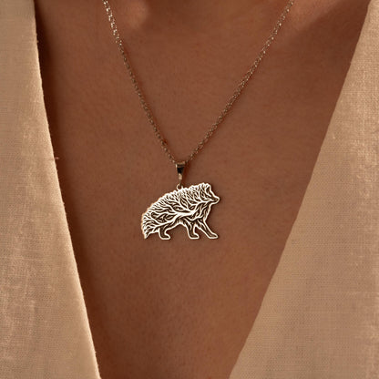 Silver Hedgehog Necklace – Nature Inspired Gift for Her