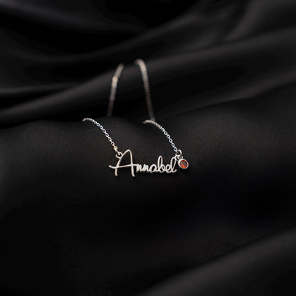 Name Necklace with Birthstone, Custom Silver Jewelry, 925 Pendant, Personalized Gift for Her
