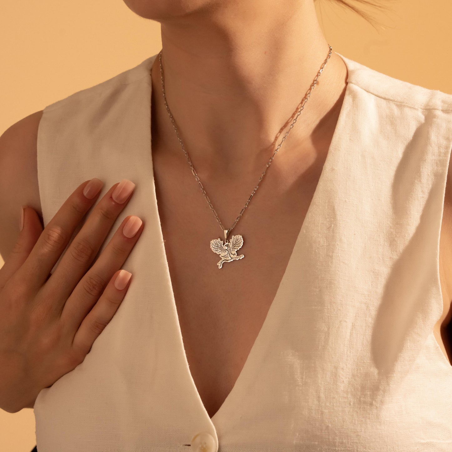Phoenix Bird Silver Necklace – Rising from the Ashes Gift