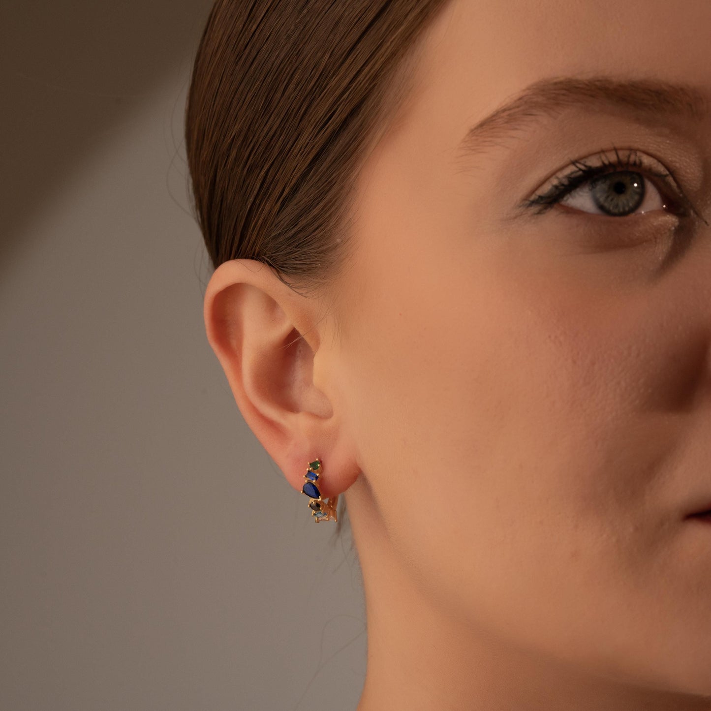 Glamorous Blue Crystal Earrings with Gold Studs - Perfect Gift for Her