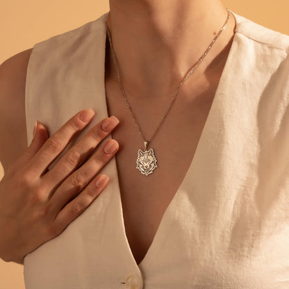 Silver Wolf Pendant Necklace - Animal Spirit Jewelry - Wilderness Gift for Her