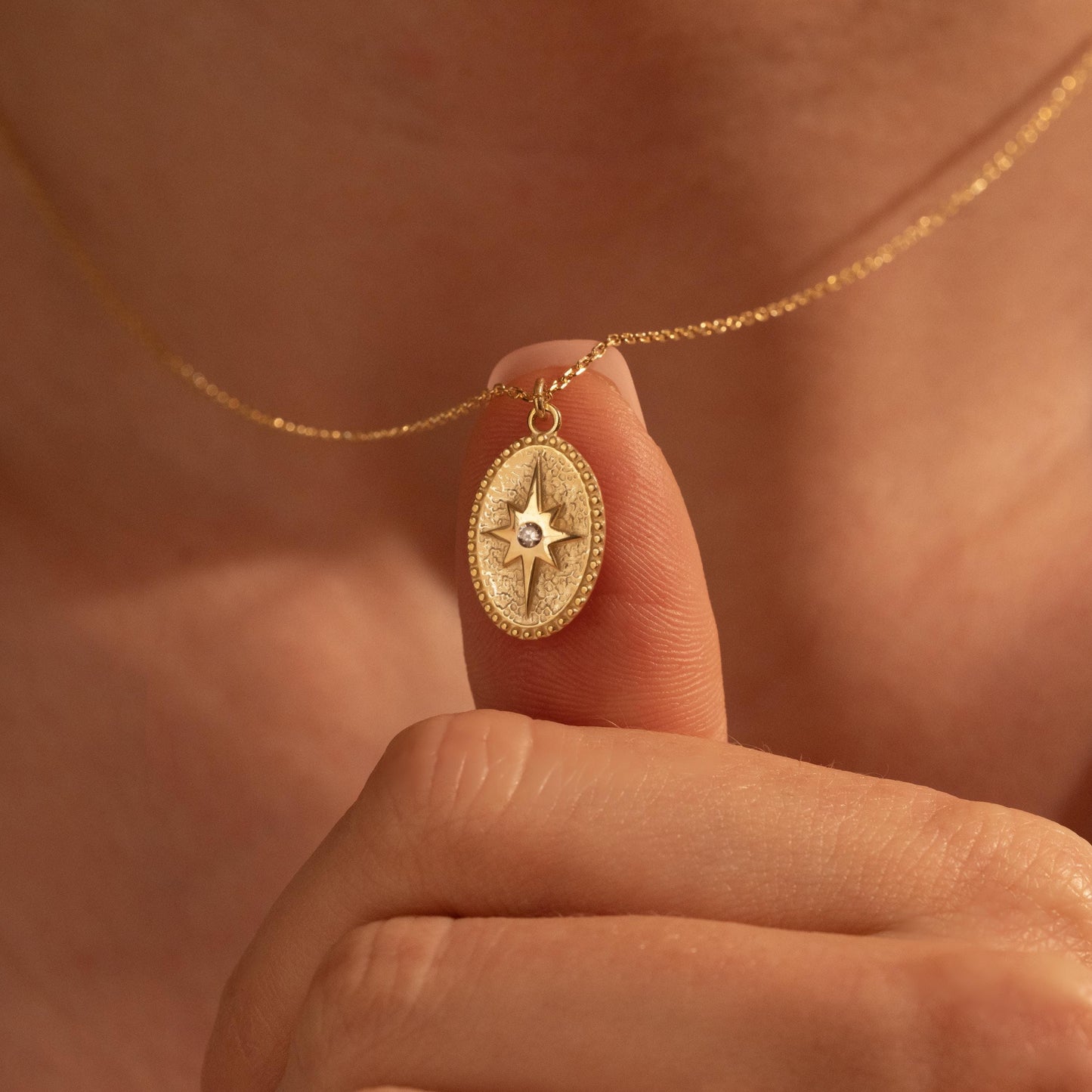 Vintage Star Pendant Necklace - Custom North Star Gift for Her, 18K Gold Plated