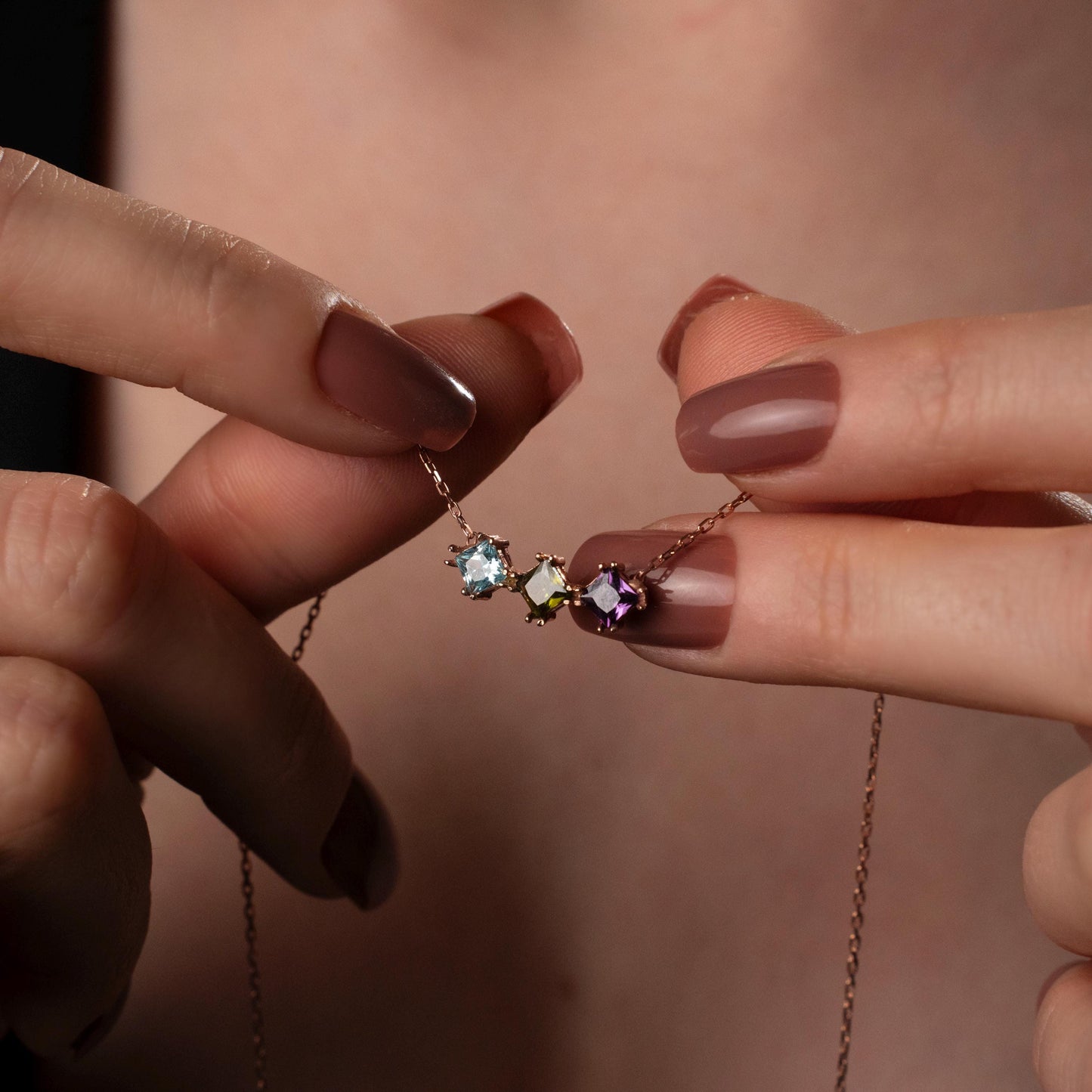 Meaningful Gold Birthstone Bar Necklace - Custom Family Gemstones, Personalized for Mom