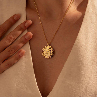 Gift of Sacred Geometry - Stunning Flower of Life Necklace in Gold